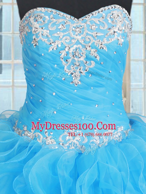 Custom Design Sleeveless Lace Up Floor Length Beading and Ruffles and Ruffled Layers Sweet 16 Dress
