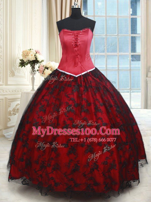 Sleeveless Lace Up Floor Length Lace Quinceanera Dress