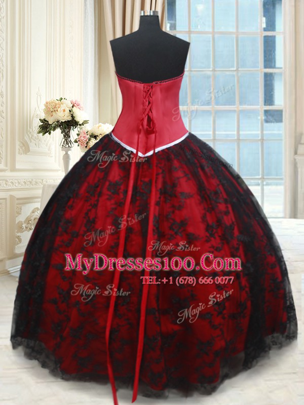 Sleeveless Lace Up Floor Length Lace Quinceanera Dress