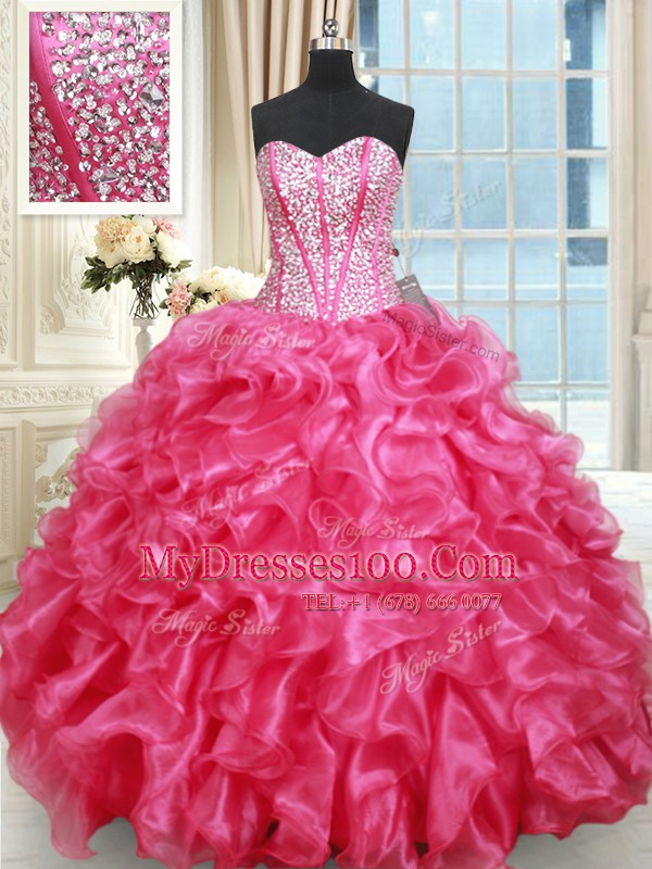 Sleeveless Beading and Ruffled Layers Lace Up 15 Quinceanera Dress