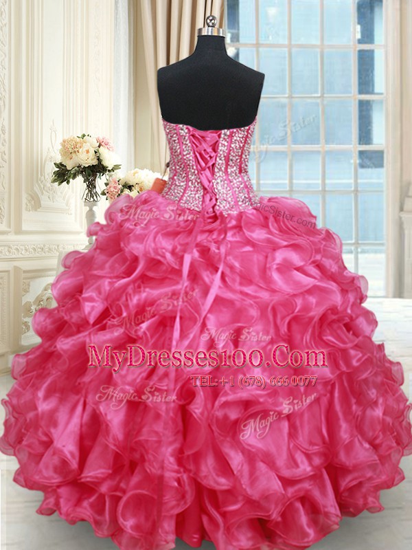 Sleeveless Beading and Ruffled Layers Lace Up 15 Quinceanera Dress