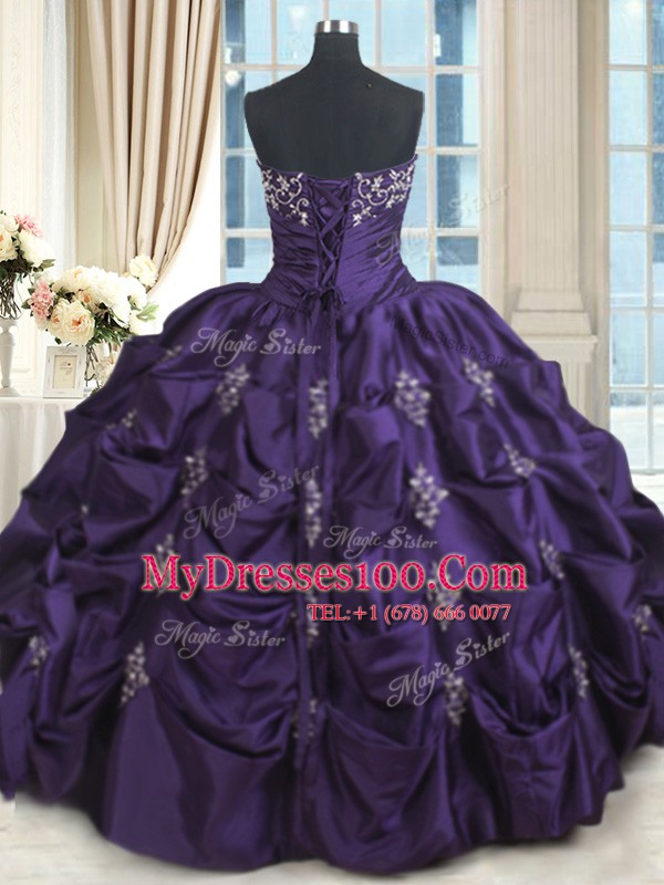 Graceful Sleeveless Lace Up Floor Length Beading and Appliques Sweet 16 Quinceanera Dress