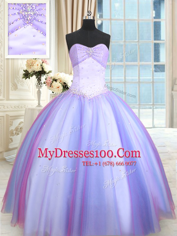 Hot Selling Multi-color Sweetheart Lace Up Beading Sweet 16 Quinceanera Dress Sleeveless
