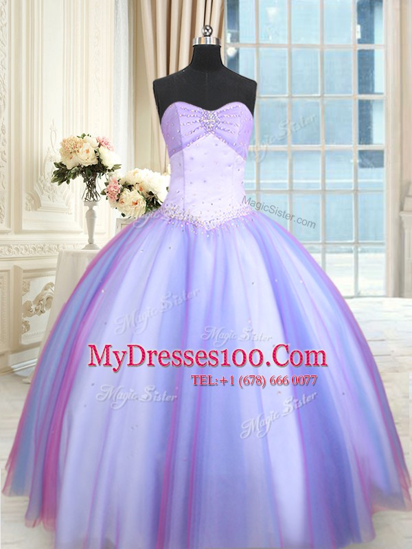 Hot Selling Multi-color Sweetheart Lace Up Beading Sweet 16 Quinceanera Dress Sleeveless