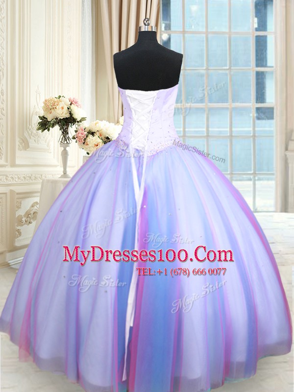 Hot Selling Multi-color Sweetheart Lace Up Beading Sweet 16 Quinceanera Dress Sleeveless