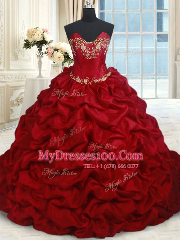 Artistic Taffeta Sleeveless Floor Length Quinceanera Dress and Beading and Pick Ups
