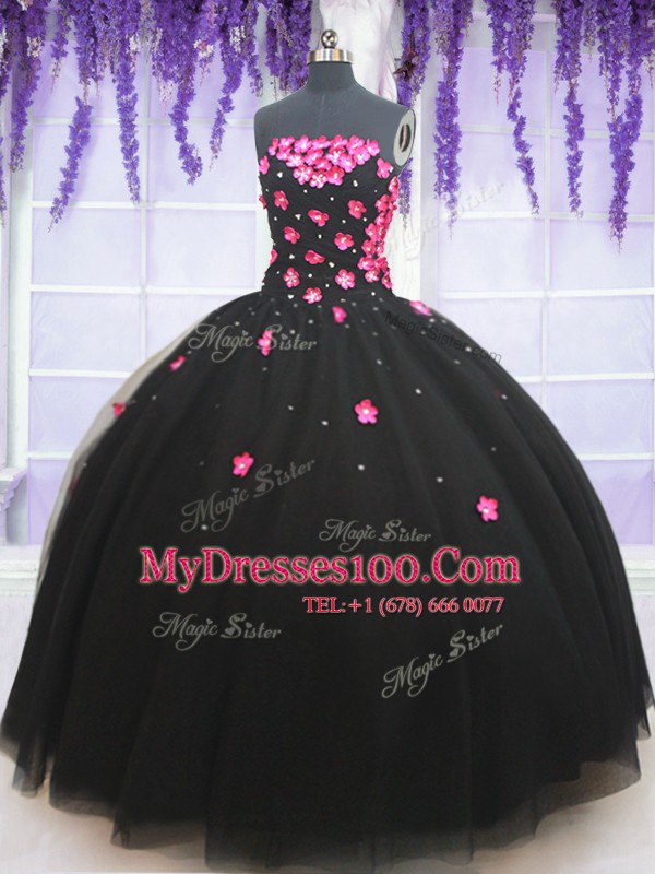 Dynamic Floor Length Ball Gowns Sleeveless Black Ball Gown Prom Dress Lace Up