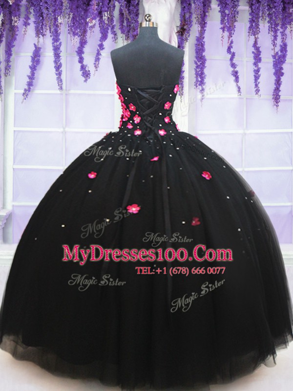 Dynamic Floor Length Ball Gowns Sleeveless Black Ball Gown Prom Dress Lace Up