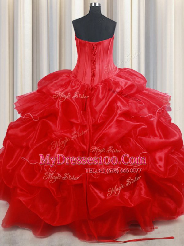 Sleeveless Beading and Pick Ups Lace Up Sweet 16 Quinceanera Dress