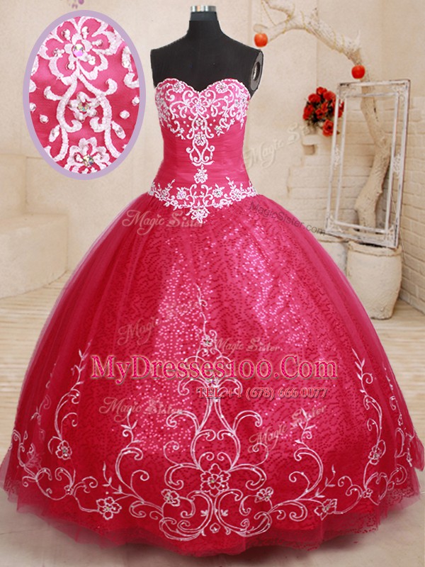 Luxurious Tulle Sleeveless Floor Length Sweet 16 Dresses and Beading and Appliques and Embroidery