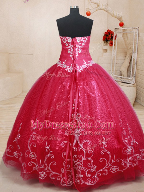 Luxurious Tulle Sleeveless Floor Length Sweet 16 Dresses and Beading and Appliques and Embroidery