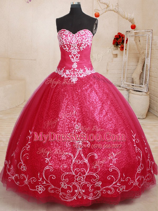 Luxurious Tulle Sleeveless Floor Length Sweet 16 Dresses and Beading and Appliques and Embroidery