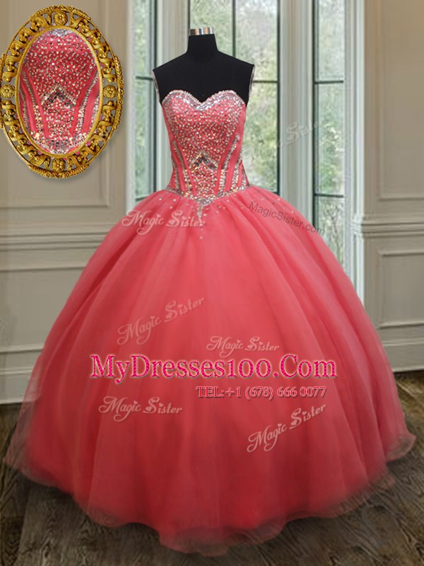 Organza Sleeveless Floor Length Sweet 16 Dresses and Beading