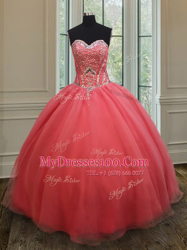 Organza Sleeveless Floor Length Sweet 16 Dresses and Beading