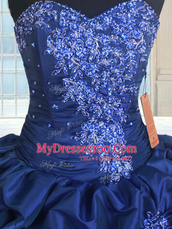 Luxury Sleeveless Lace Up Floor Length Appliques and Pick Ups Vestidos de Quinceanera