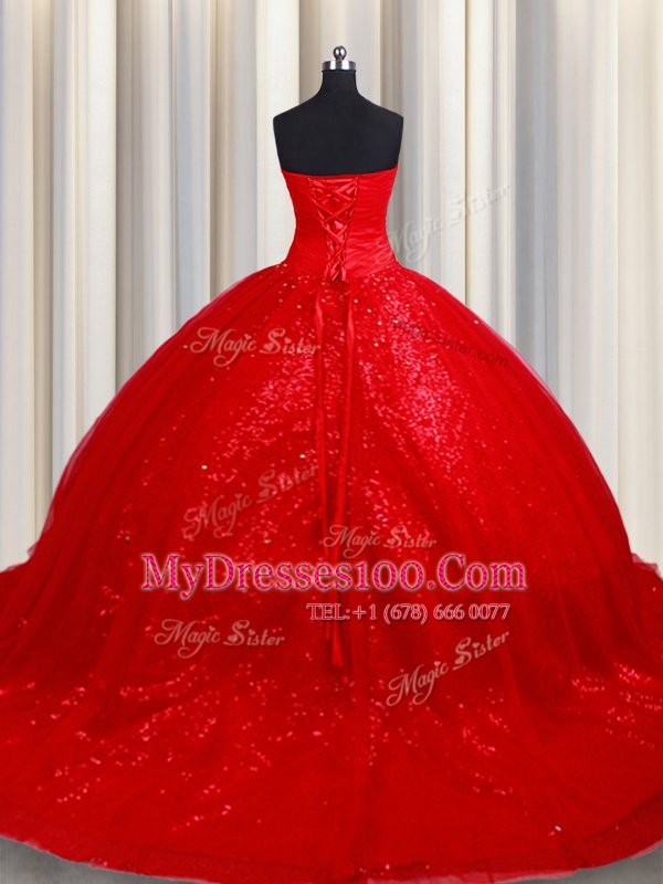 Smart Red Sleeveless Beading Sweet 16 Dresses