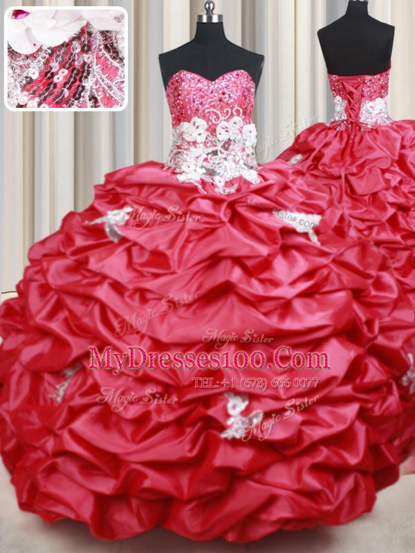 Sexy Sleeveless Brush Train Beading and Appliques and Sequins and Pick Ups Lace Up Ball Gown Prom Dress