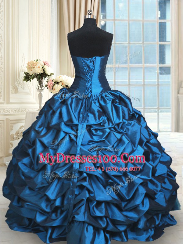 Teal Ball Gowns Beading and Lace 15th Birthday Dress Lace Up Taffeta and Tulle Sleeveless Floor Length