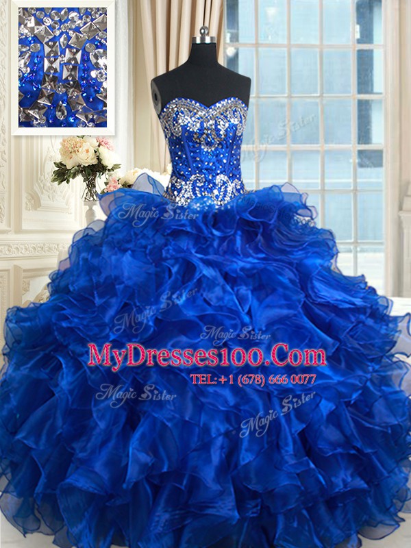 Custom Design Sleeveless Lace Up Floor Length Beading and Ruffles and Ruffled Layers 15th Birthday Dress