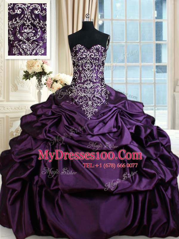 Low Price Pick Ups Floor Length Purple 15 Quinceanera Dress Sweetheart Sleeveless Lace Up