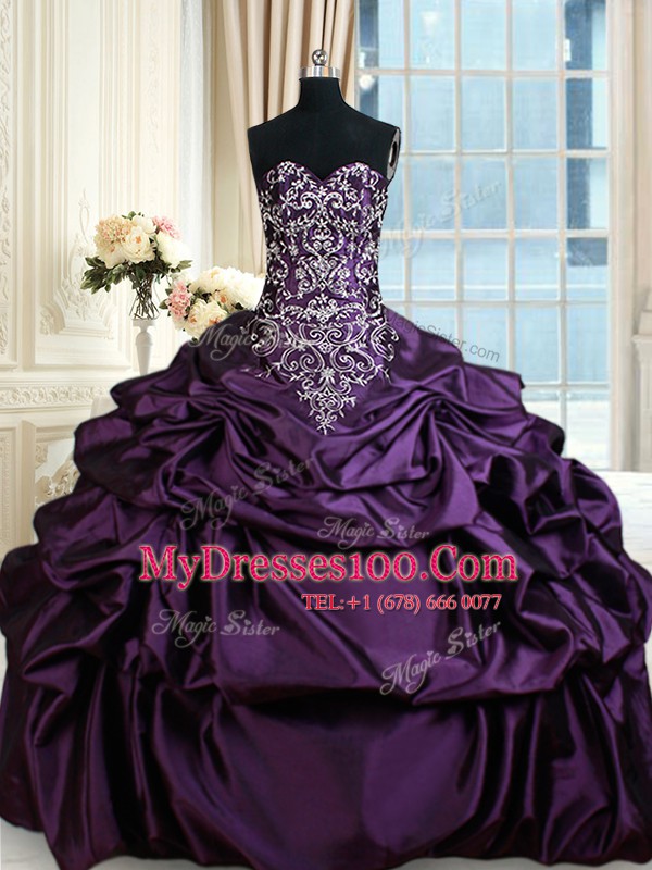Low Price Pick Ups Floor Length Purple 15 Quinceanera Dress Sweetheart Sleeveless Lace Up