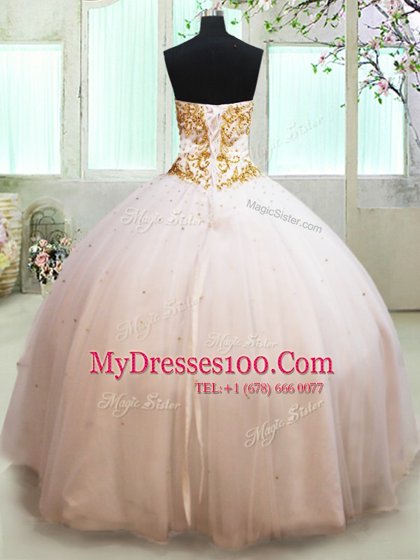 Perfect White Ball Gowns Tulle Sweetheart Sleeveless Beading and Appliques Floor Length Lace Up Quinceanera Dress