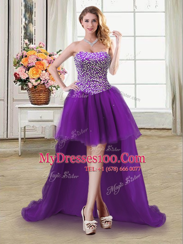 Fantastic Four Piece Floor Length Purple Sweet 16 Dress Sweetheart Sleeveless Lace Up
