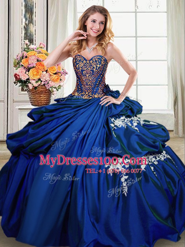 Modern Pick Ups Sweetheart Sleeveless Lace Up Sweet 16 Dresses Royal Blue Taffeta
