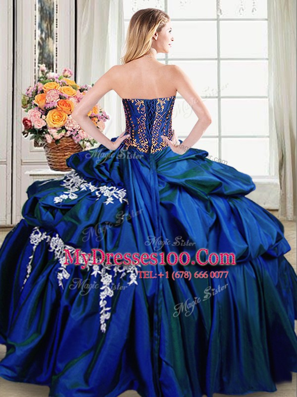 Modern Pick Ups Sweetheart Sleeveless Lace Up Sweet 16 Dresses Royal Blue Taffeta