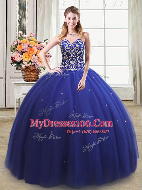 Modest Sleeveless Lace Up Floor Length Beading Sweet 16 Quinceanera Dress