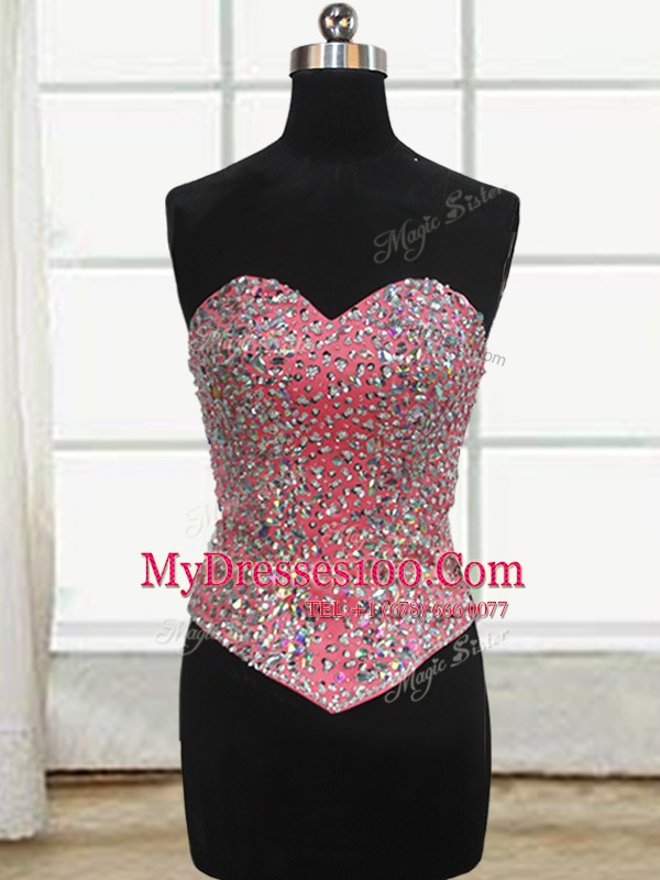 Shining Three Piece Coral Red Sleeveless Beading and Ruffles Floor Length Ball Gown Prom Dress