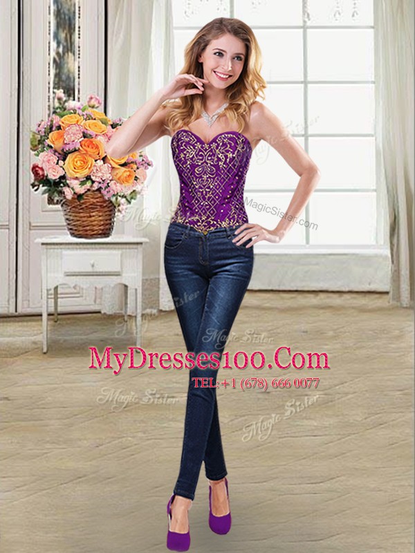 Custom Made Four Piece Pick Ups Purple Sleeveless Taffeta Lace Up Quinceanera Gowns for Military Ball and Sweet 16 and Quinceanera