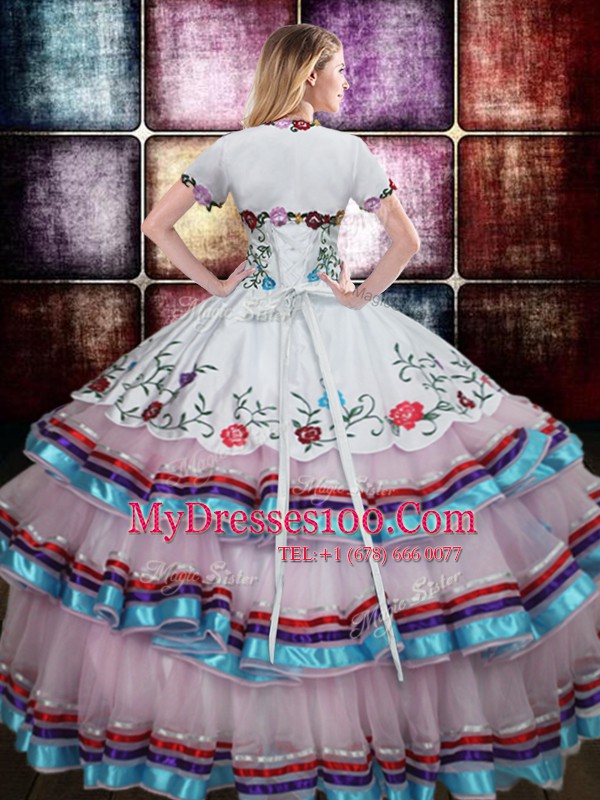 On Sale Straps Taffeta Sleeveless Floor Length Ball Gown Prom Dress and Beading and Embroidery