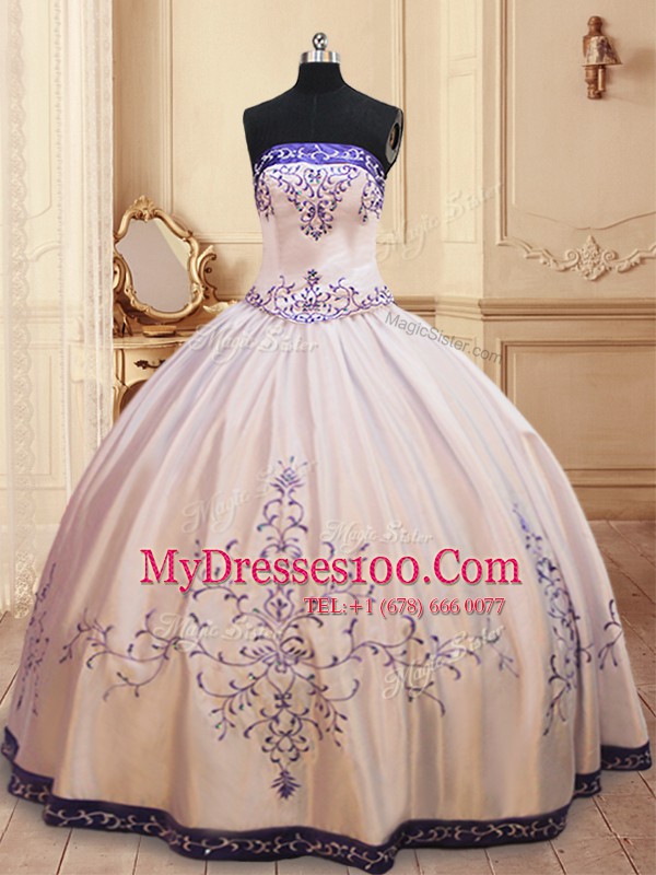 Four Piece White Strapless Zipper Beading and Embroidery 15th Birthday Dress Sleeveless