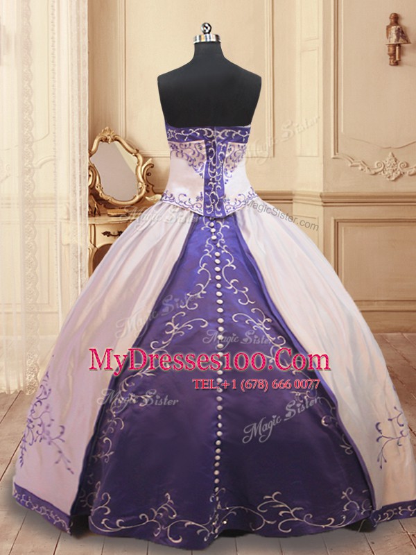 Four Piece White Strapless Zipper Beading and Embroidery 15th Birthday Dress Sleeveless