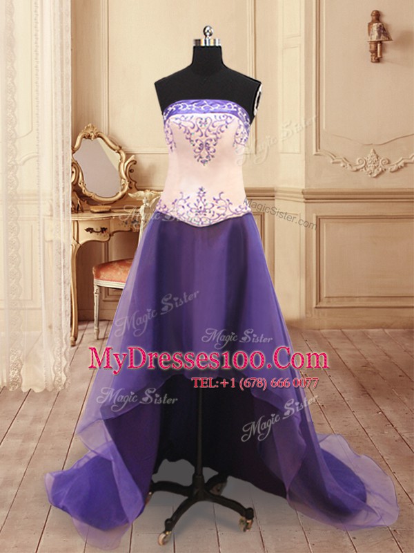 Four Piece White Strapless Zipper Beading and Embroidery 15th Birthday Dress Sleeveless