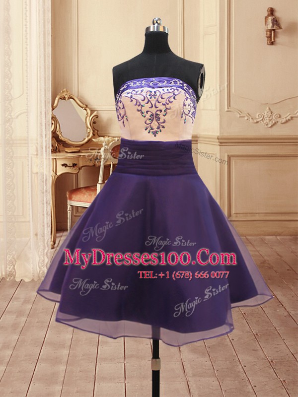 Four Piece White Strapless Zipper Beading and Embroidery 15th Birthday Dress Sleeveless