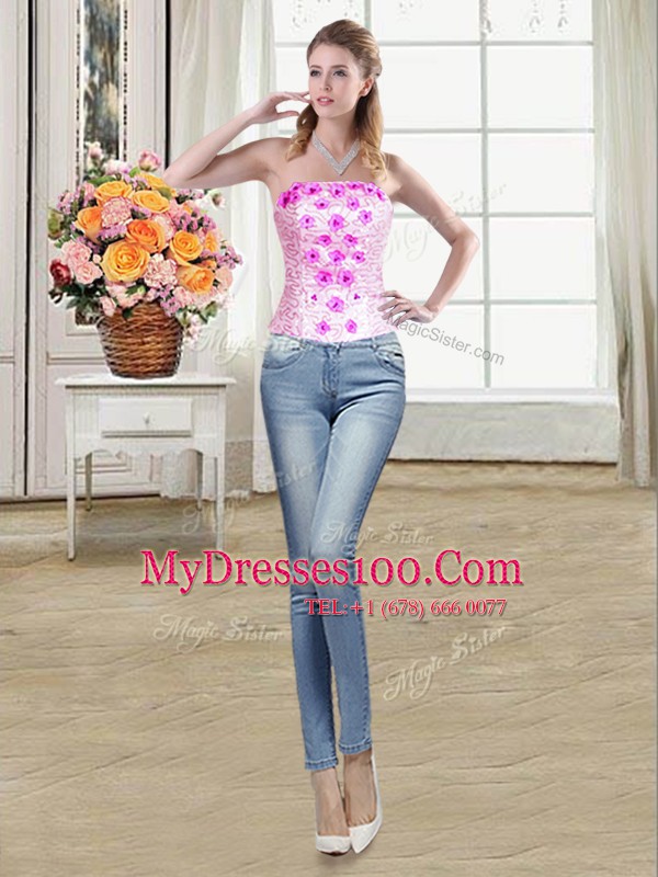 Enchanting Three Piece Fuchsia Mermaid Beading and Appliques and Ruffles Sweet 16 Dress Lace Up Tulle Sleeveless Floor Length