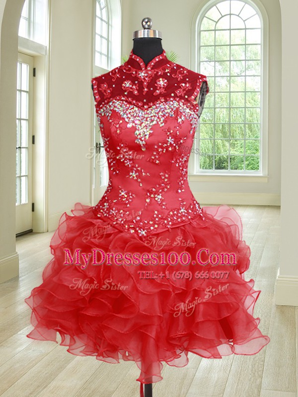 Three Piece Sleeveless Beading and Ruffles and Pick Ups Lace Up 15th Birthday Dress