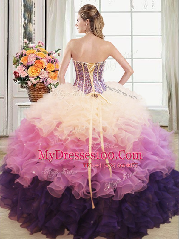 New Arrival Ball Gowns Quinceanera Gown Multi-color Sweetheart Organza Sleeveless Floor Length Lace Up