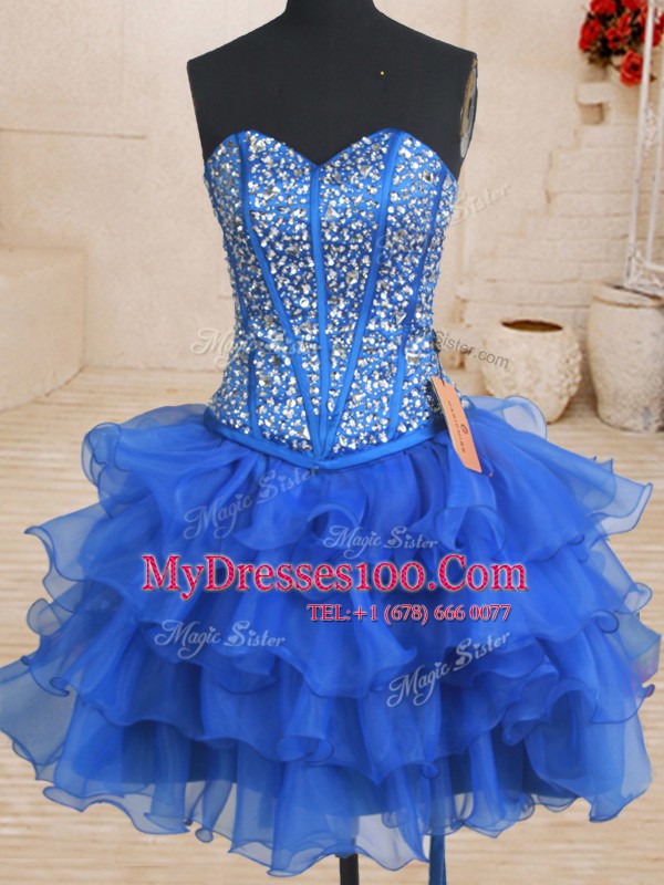 Pretty Four Piece Organza Sleeveless Floor Length 15th Birthday Dress and Beading and Ruffles