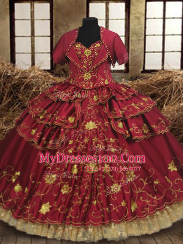 Exceptional Wine Red Sweetheart Lace Up Beading and Embroidery and Ruffled Layers Sweet 16 Quinceanera Dress Sleeveless