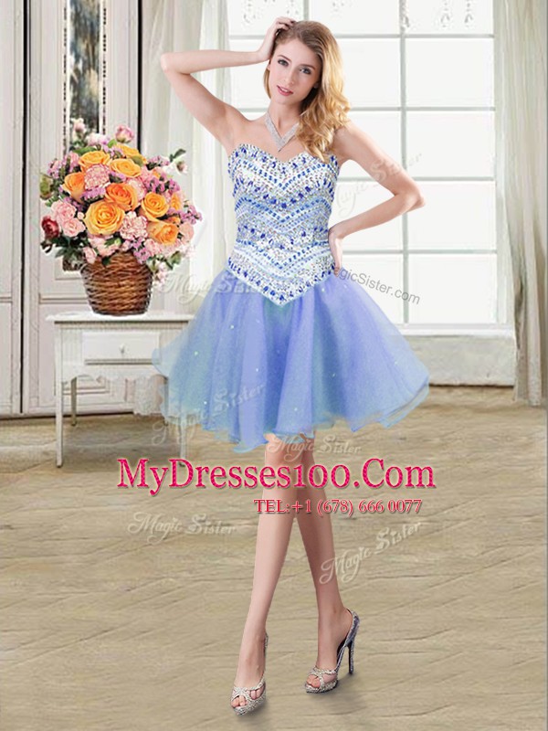 Nice Three Piece Floor Length Light Blue Ball Gown Prom Dress Sweetheart Sleeveless Lace Up