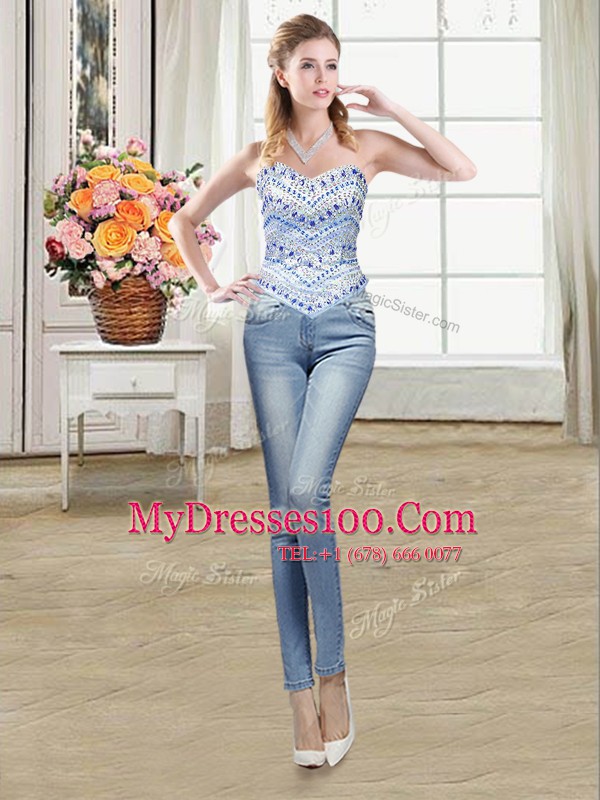 Nice Three Piece Floor Length Light Blue Ball Gown Prom Dress Sweetheart Sleeveless Lace Up