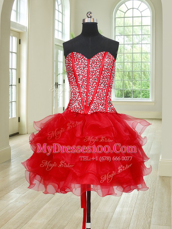 Sweet Four Piece Organza Sleeveless Floor Length Quince Ball Gowns and Beading and Ruffles