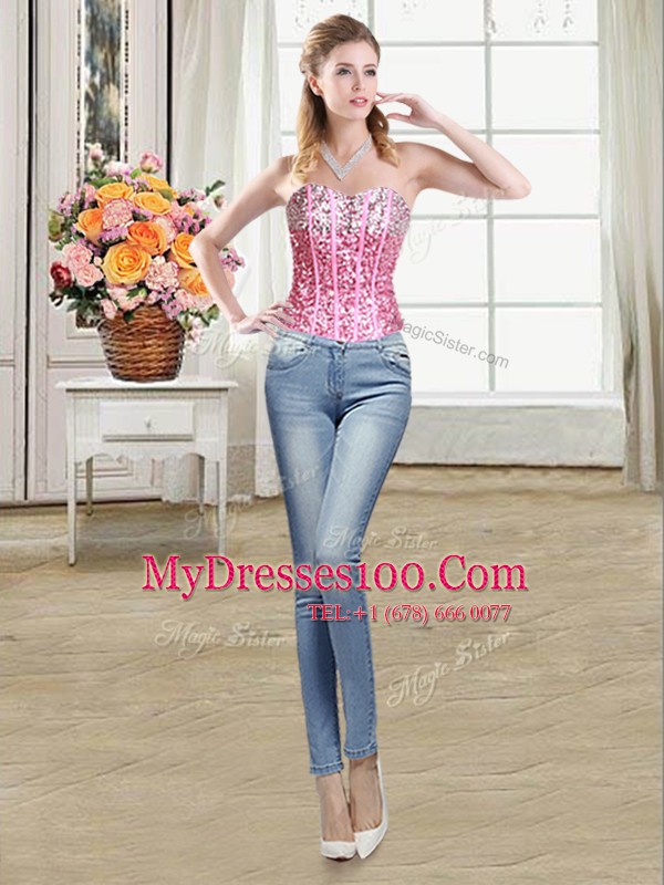 Four Piece Sleeveless Lace Up Floor Length Ruffles and Sequins Quinceanera Gowns