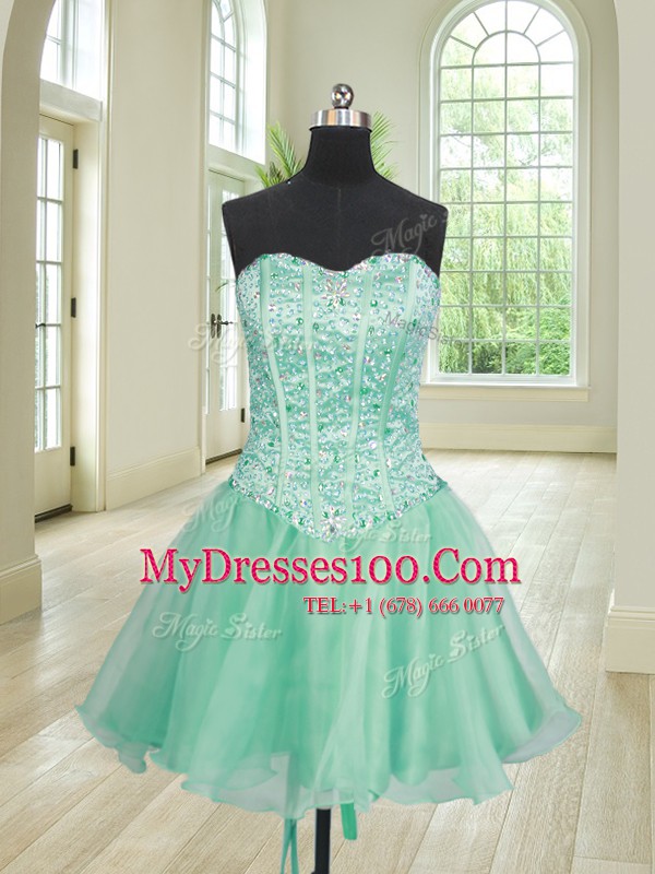 Customized Three Piece Turquoise Organza Lace Up Sweetheart Sleeveless Floor Length Quince Ball Gowns Beading and Ruffles