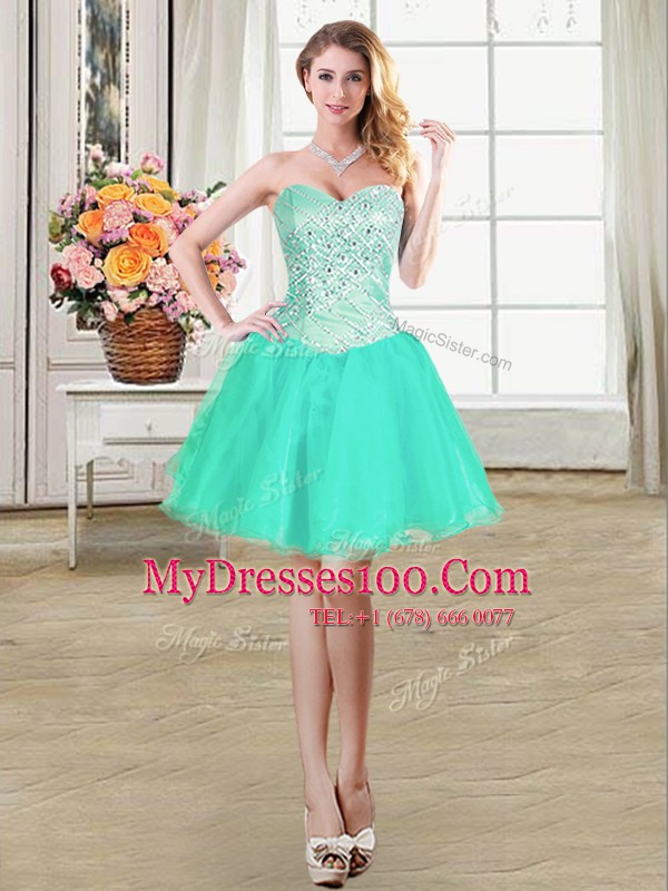 Four Piece Apple Green Sweetheart Neckline Beading and Ruffles and Pick Ups 15th Birthday Dress Sleeveless Lace Up