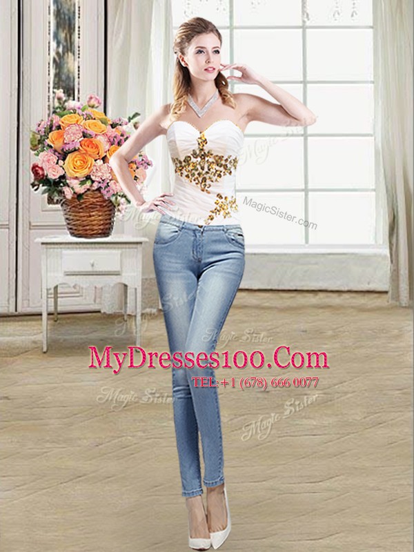 Captivating Four Piece White Organza Lace Up Sweetheart Sleeveless Floor Length Quinceanera Dress Beading and Ruffles