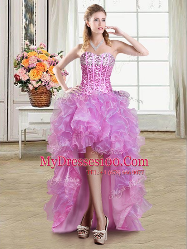 Stunning Four Piece Multi-color Ball Gowns Organza Sweetheart Sleeveless Ruffles and Sequins Floor Length Lace Up Quinceanera Gown